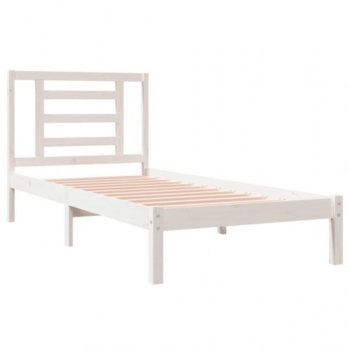 Sengeramme uden madras 100x200 cm massivt fyrretræ hvid