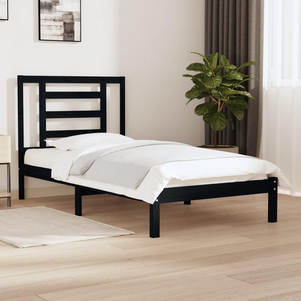 Sengeramme 100x200 cm massivt fyrretræ sort