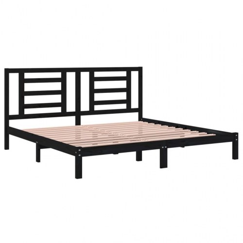 Sengeramme 200 x 200 cm i massivt fyrretræ - sort