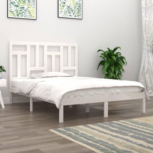Sengeramme uden madras 200x200 cm massivt fyrretræ hvid