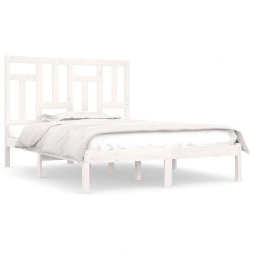 Sengeramme uden madras 200x200 cm massivt fyrretræ hvid
