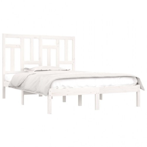 Sengeramme uden madras 200x200 cm massivt fyrretræ hvid