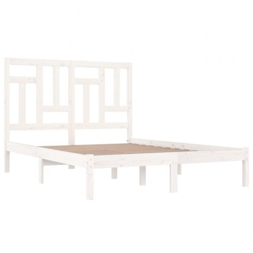 Sengeramme uden madras 200x200 cm massivt fyrretræ hvid
