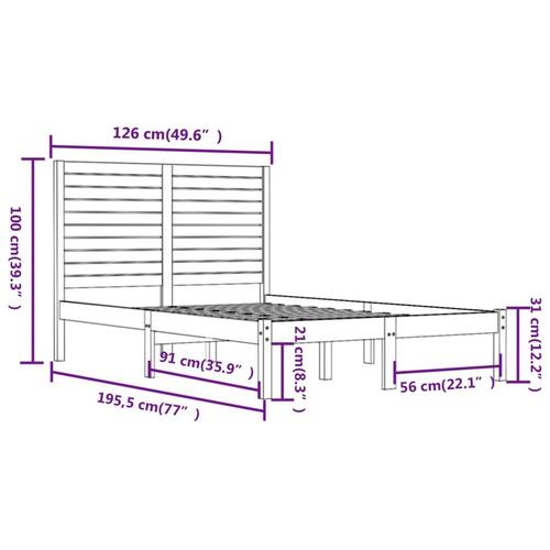Sengeramme 120x190 cm Small Double massivt træ hvid