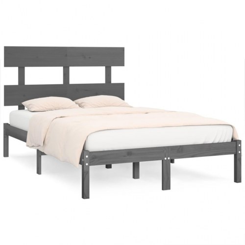 Sengeramme 135x190 cm Double massivt fyrretræ grå