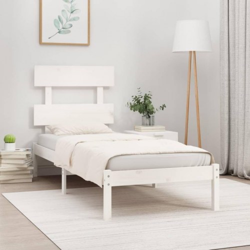 Sengeramme 90 x 200 cm i massivt fyrretræ - hvid