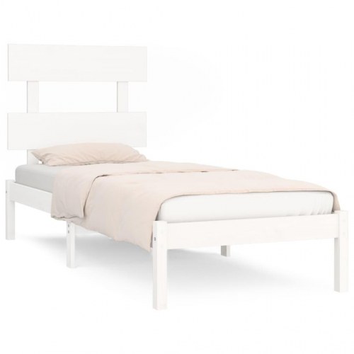 Sengeramme 90 x 200 cm i massivt fyrretræ - hvid
