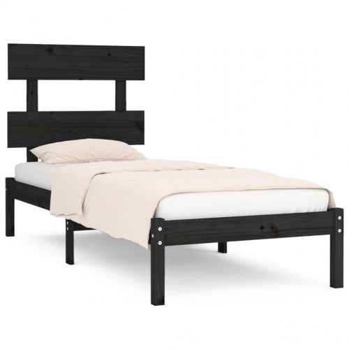 Sengeramme 100x200 cm massivt træ sort