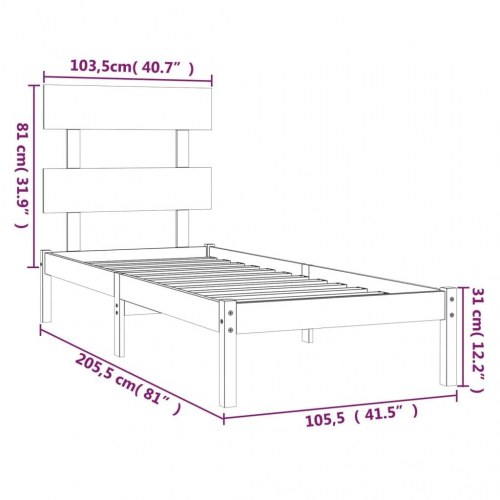 Sengeramme 100x200 cm massivt træ sort