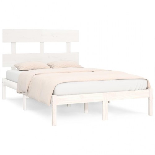 Sengeramme 150x200 cm King Size massivt fyrretræ hvid