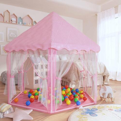 Legetelt med 250 bolde 133x140 cm prinsessetema pink