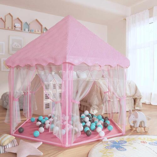 Legetelt med 250 bolde 133x140 cm prinsessetema pink