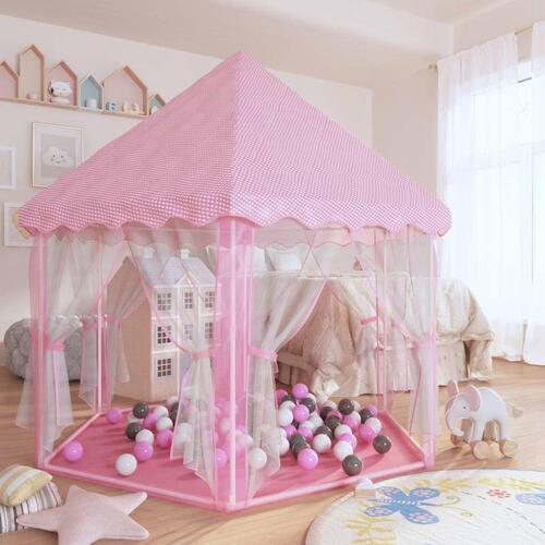 Legetelt med 250 bolde 133x140 cm prinsessetema pink