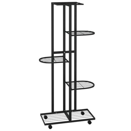 Blomsterstativ 5 niveauer med hjul 44x23x100 cm jern sort