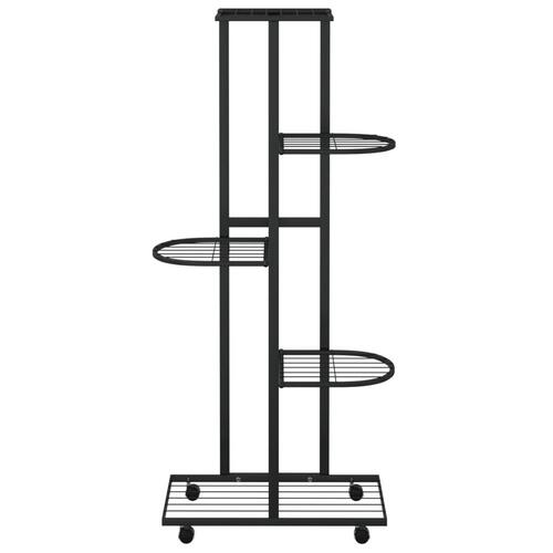 Blomsterstativ 5 niveauer med hjul 44x23x100 cm jern sort