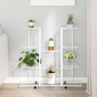 Blomsterstativ med hjul 94,5x24,5x91,5 cm jern hvid