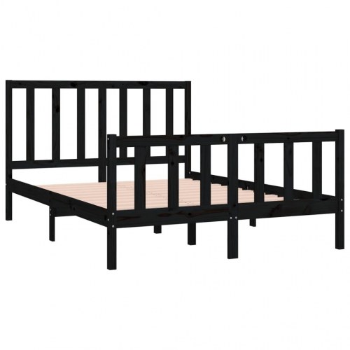 Sengeramme 135x190 cm Double massivt fyrretræ sort