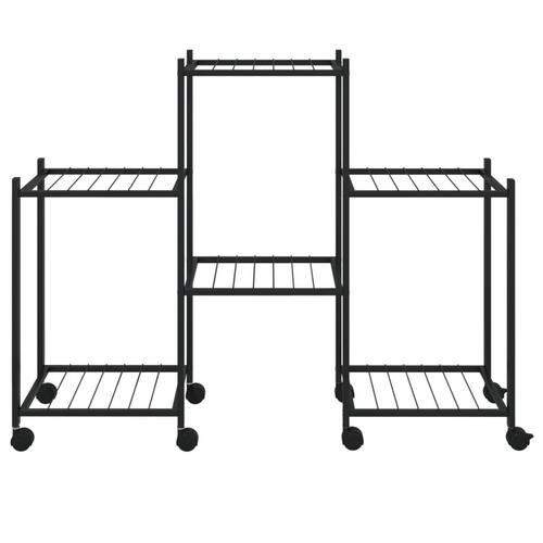 Blomsterstativ med hjul 83x25x63,5 cm jern sort