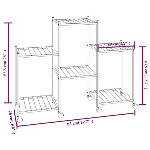 Blomsterstativ med hjul 83x25x63,5 cm jern sort