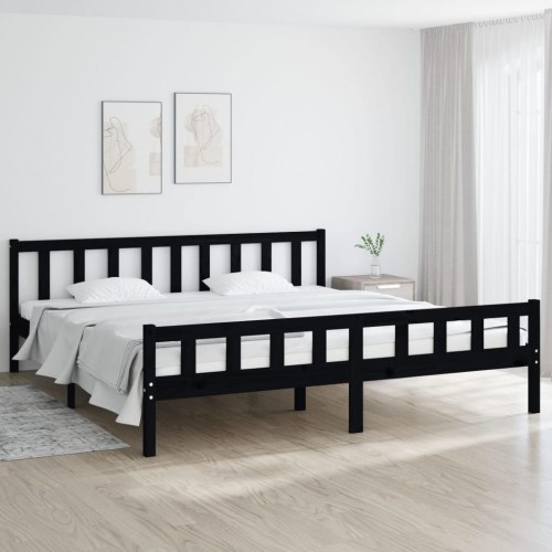 Sengestel 180x200 cm Super King massivt fyrretræ sort