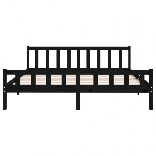 Sengestel 180x200 cm Super King massivt fyrretræ sort