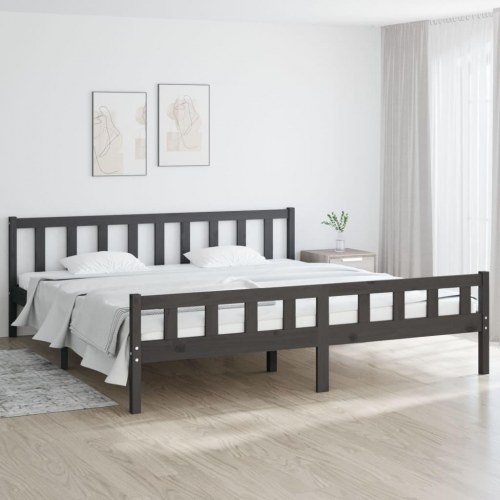 Sengeramme 160x200 cm massivt træ grå