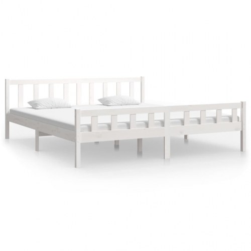 Sengestel 180x200 cm Super King massivt fyrretræ hvid