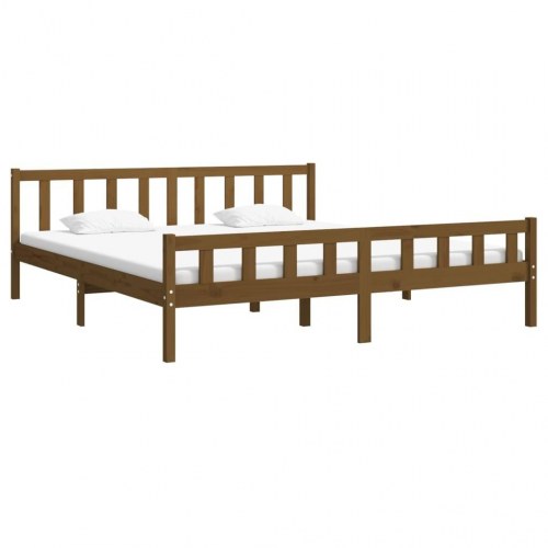 Sengestel 180x200 cm Super King massivt fyrretræ gyldenbrun