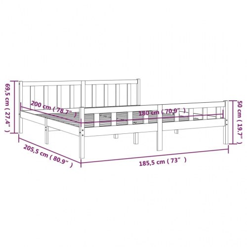 Sengestel 180x200 cm Super King massivt fyrretræ gyldenbrun