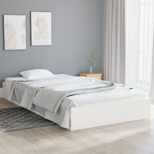Sengeramme 90x200 cm i massivt fyrretræ - hvid