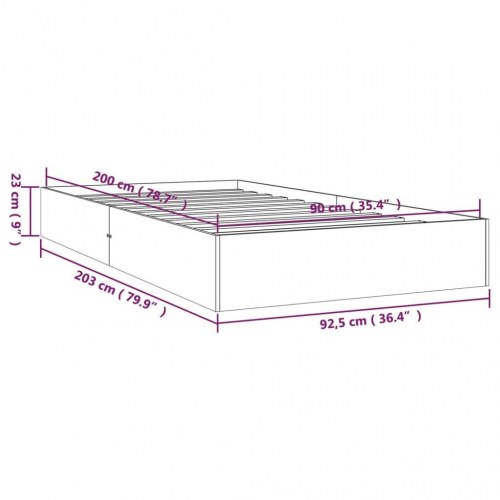 Sengeramme 90x200 cm i massivt fyrretræ - hvid