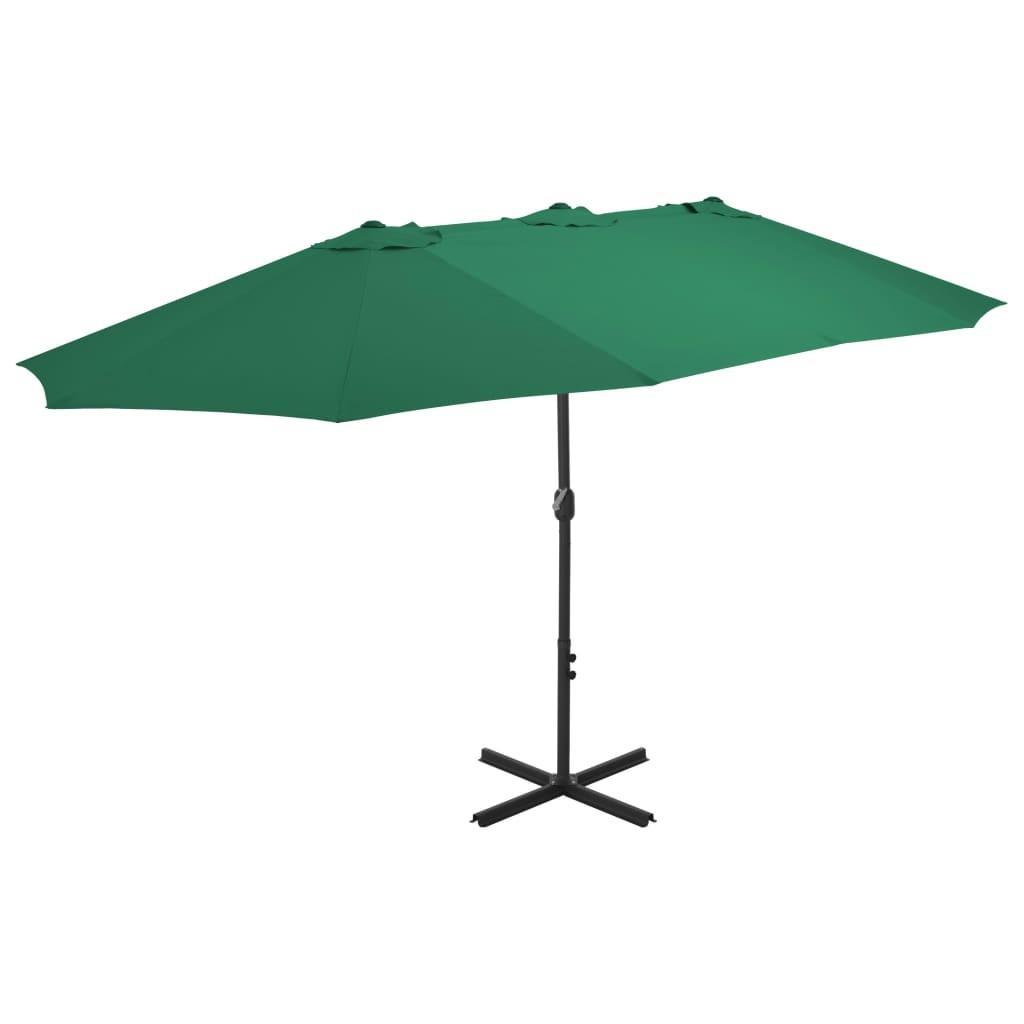 Udendørs parasol med aluminiumsstang 460 x 270 cm grøn