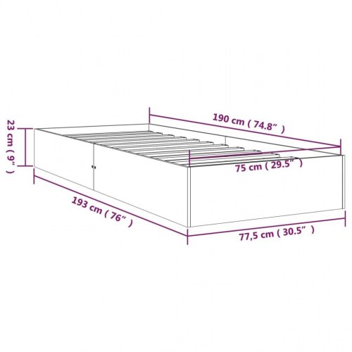Sengeramme 75x190 cm Small Single massivt træ hvid