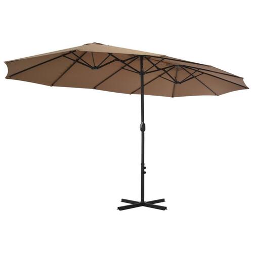 Udendørs parasol med aluminiumsstang 460 x 270 cm gråbrun