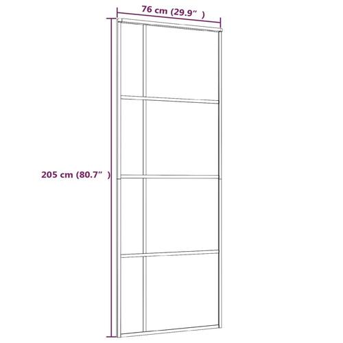 Skydedør 76x205 cm hærdet matteret glas og aluminium hvid