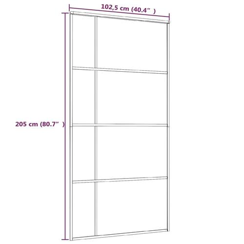 Skydedør 102,5x205 cm hærdet glas og aluminium sort