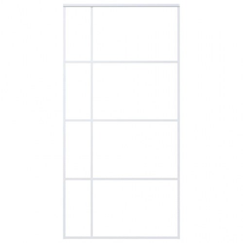 Skydedør 102,5x205 cm hærdet glas og aluminium hvid