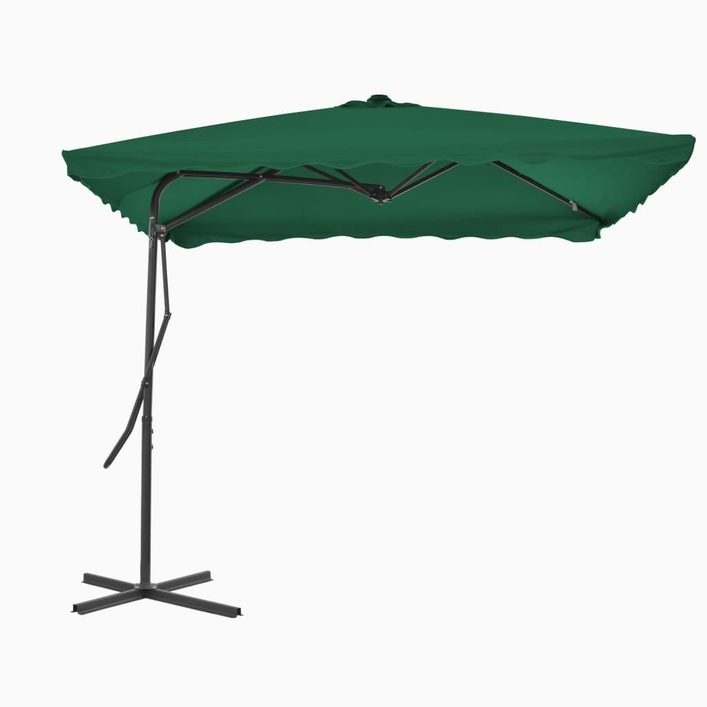 Udendørs parasol med stålstang 250 x 250 cm grøn