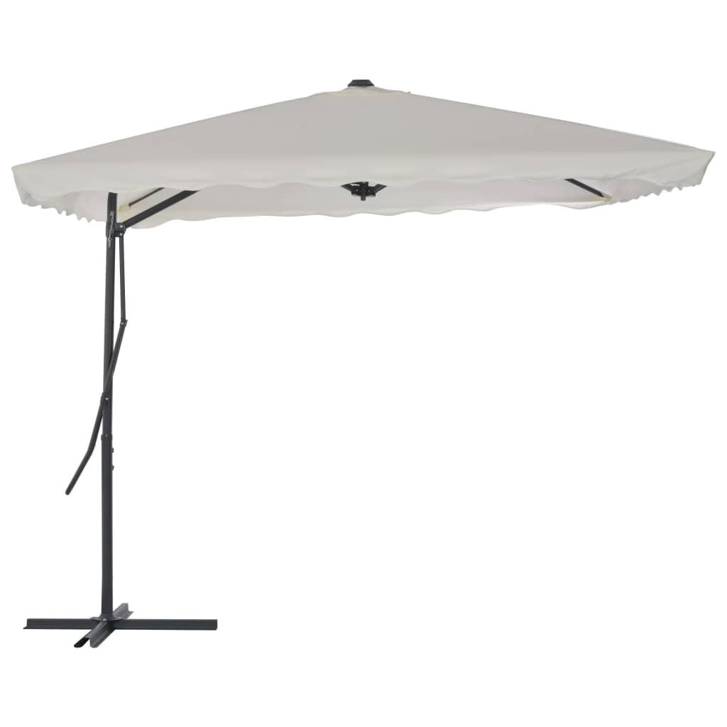 Udendørs parasol med stålstang 250 x 250 cm sandfarvet