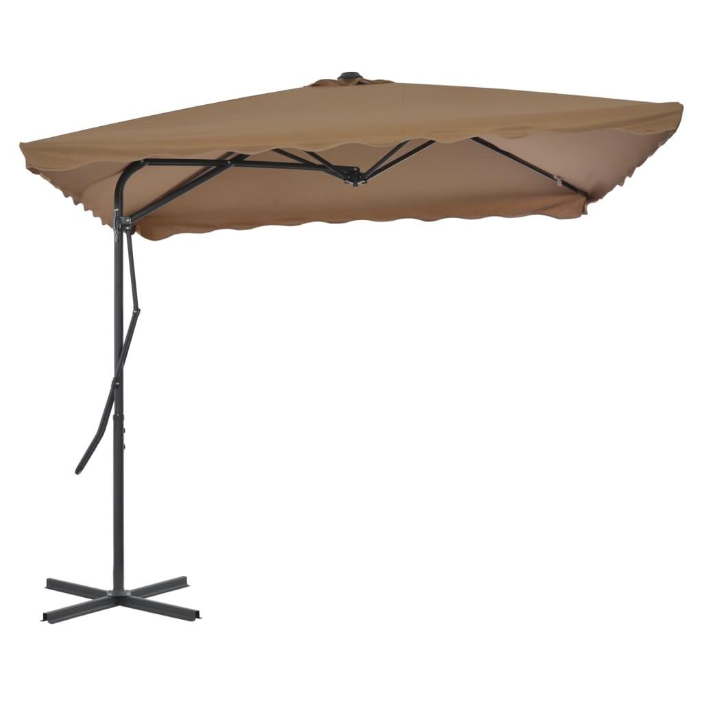 Udendørs parasol med stålstang 250 x 250 cm gråbrun