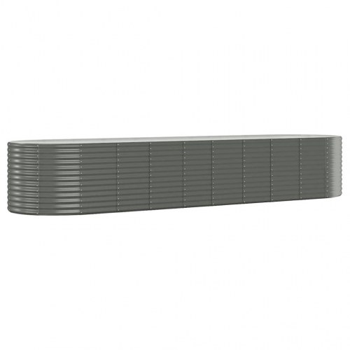 Plantekasse/højbed 396 × 100 × 68 cm - galvaniseret stål, grå