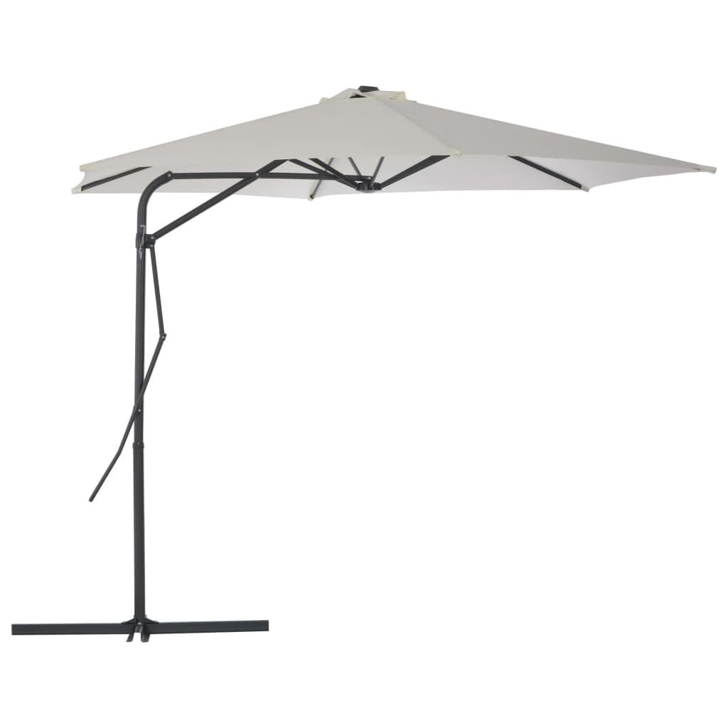 Udendørs parasol med stålstang 300 cm sandfarvet