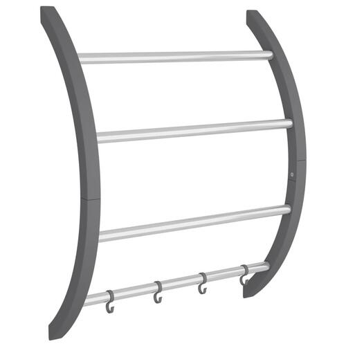Håndklædeholder med kroge 56x16x72 cm aluminium sølvfarvet