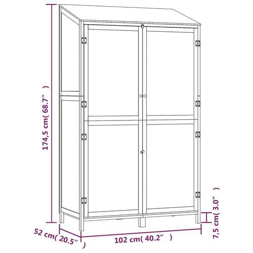 Haveskur 102x52x174,5 cm massivt grantræ hvid