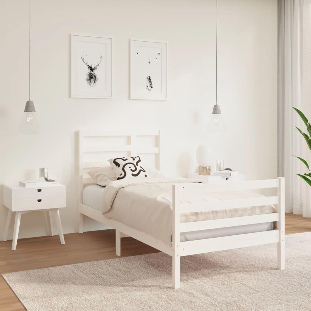 Sengeramme 75x190 cm Small Single massivt træ hvid