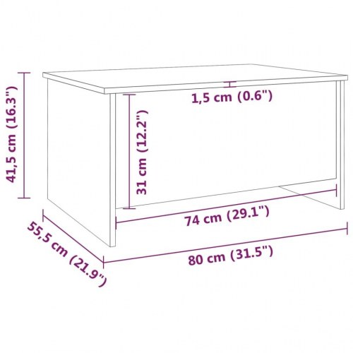 Sofabord med løftetop 80 × 55,5 × 41,5 cm - konstrueret træ, røget egetræsfarve