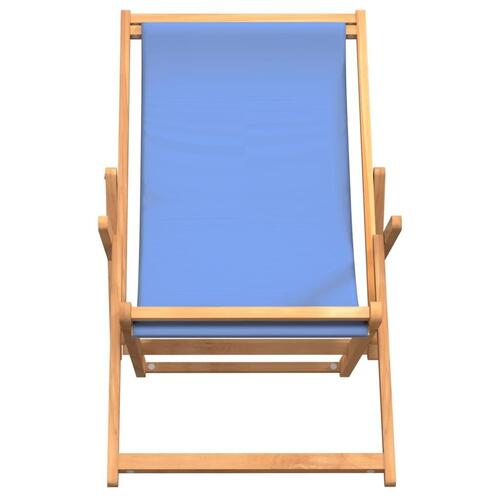 Foldbar strandstol massivt teaktræ blå