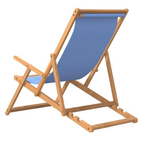 Foldbar strandstol massivt teaktræ blå