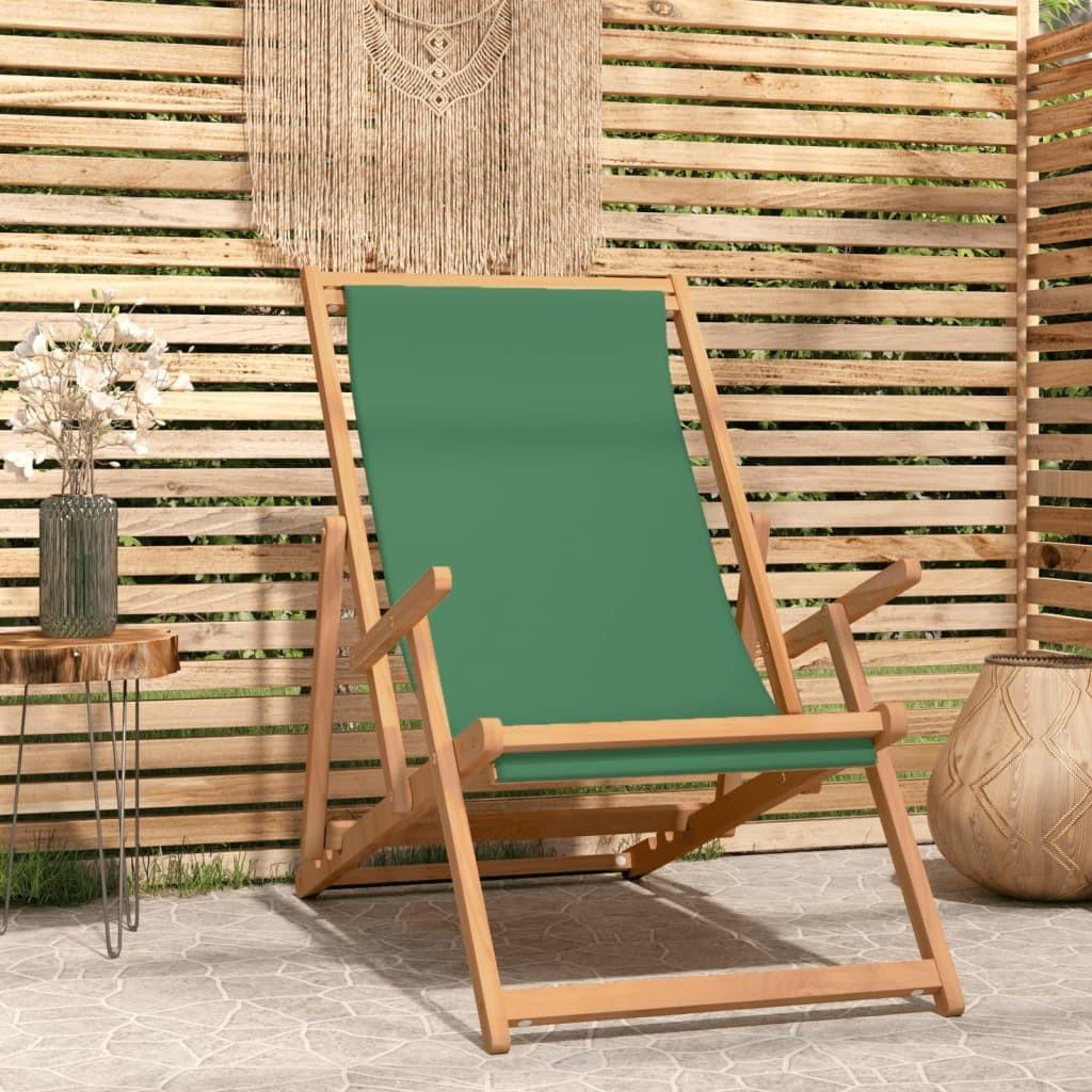 Se Foldbar strandstol massivt teaktræ grøn hos Boligcenter.dk