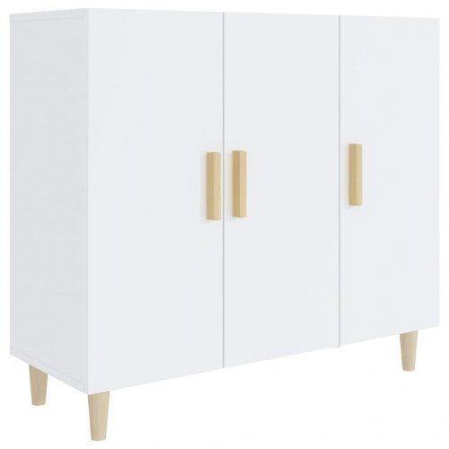 Skab 90x34x80 cm konstrueret træ hvid højglans